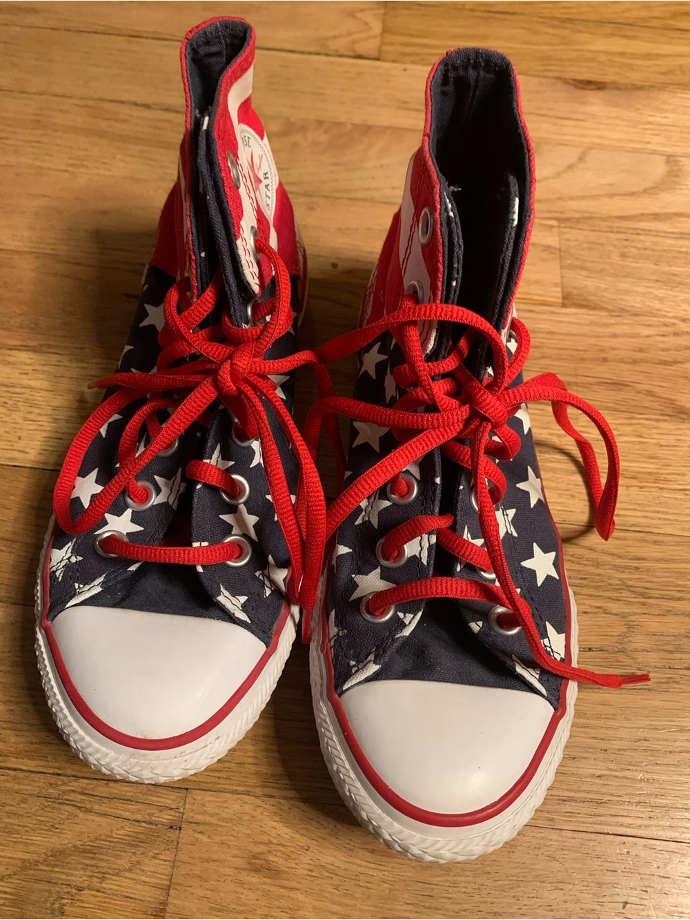 Converse Kids High-Top Star Sneakers in Red, Navy & White